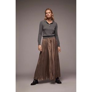 Zara Wrinkled Satin Effect Maxi Skirt Dusty Pink XXL